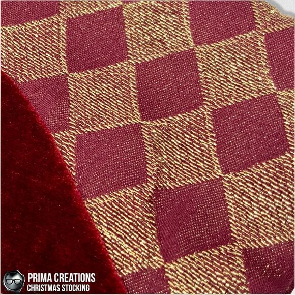 VINTAGE CHRISTMAS STOCKING SNOWMAN PARENT & CHILD IN RED VELVET & GOLD APPLIQUÉ - Picture 8 of 15